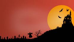 halloween, scary, castle, замок, летучие мыши, ночь, Хэллоуин, Луна обои