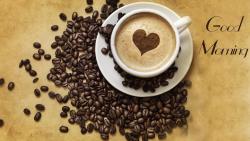 Доброе утро с чашечкой кофе и пенкой в виде сердца обои 