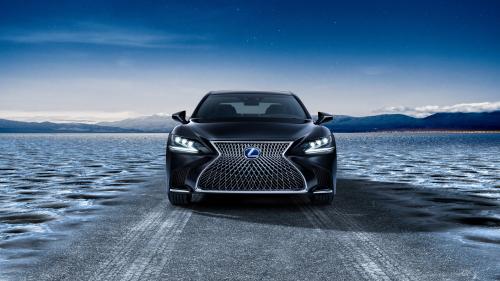 Капот, бамбер, синий, купе, лексус, гибрид, 2018, lexus, LC 500h, горы, вода обои HD