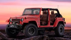 Концепт кар Jeep Wrangler Red Rock Concept в ярко красном цвете обои HD