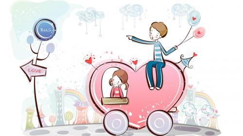 Любовный автобус романтические обои для стола