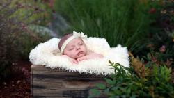 Маленькая красавица спит на природе