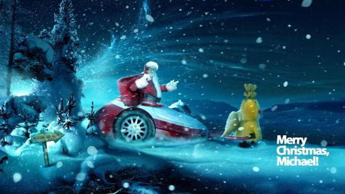 Новый год, рождество, дед мороз, метель, ночь, подарки, машина, праздник, снег, обои HD