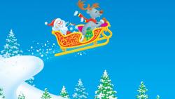 Новый год, рождество, дед мороз, олень, полет, обои, фоны, скачать