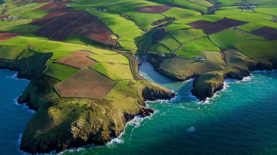 Океан, море, город, скалы, пейзаж, обои, картинки