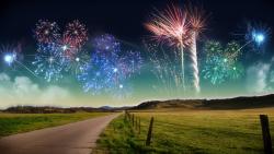 Салют в поле, фэнтези обои 3Д