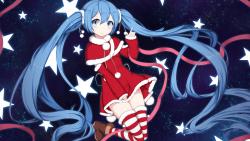 Хатсуне Мику, вокалоид, санта, праздник, аниме, манга обои HD