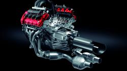 Широкоформатные обои с 3D изображением двигателя мазерати