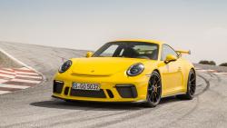 2018 Porsche 911 GT3 гоночный желтый автомобиль обои HD
