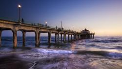 2560x1600, Вечерний мост с маяком