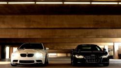 BMW M3 E92 Audi R8 парковка обои hd