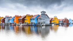 Colorful houses water reflection wallpaper high resolution hd