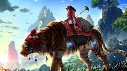Girl on huge tiger hd wallpapers high resolution background