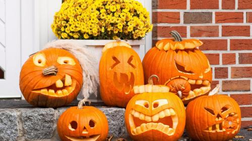 wallpaper, pumpkin, funny, faces, Halloween